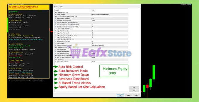 Crystal Gold Scalper AI Neural Recovery System MT5 Settings