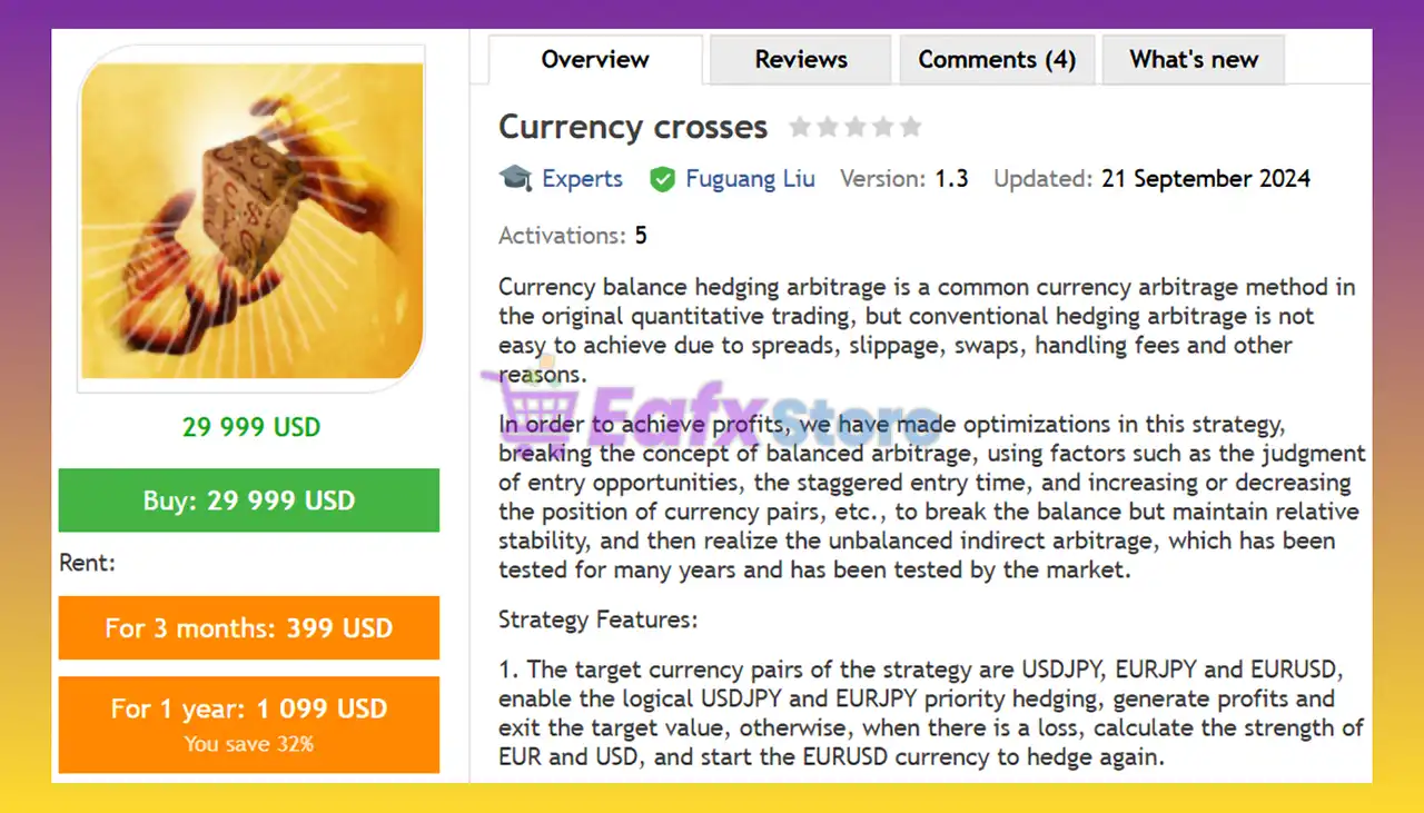 Currency crosses EA MT4 with SetFiles (Latest version) 2 Currency crosses EA MT4 Review