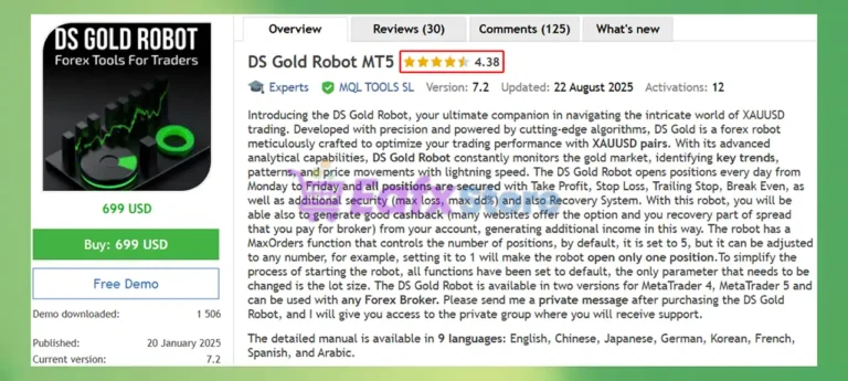 DS Gold Robot MT5 Features