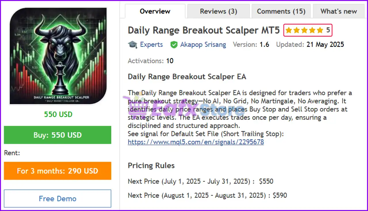 Daily Range Breakout Scalper MT5 + Sets (Latest version) – GroupBuy 2 Daily Range Breakout Scalper MT5 Review