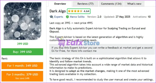 Dark Algo EA MT4 Overview