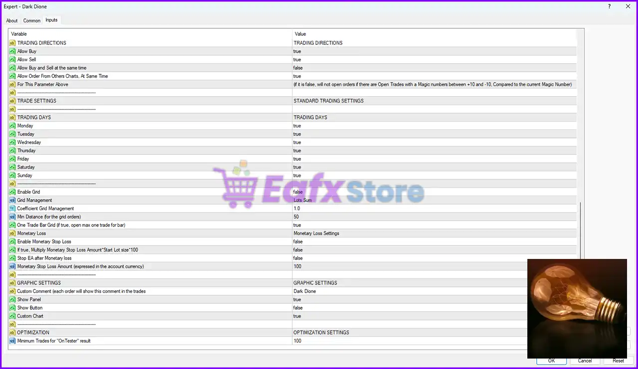 Dark Dione EA Settings Review – Complete Analysis of Trading Parameters 4