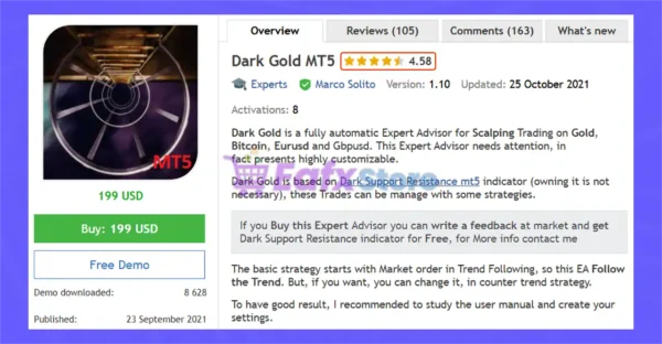Dark Gold MT5 Overview