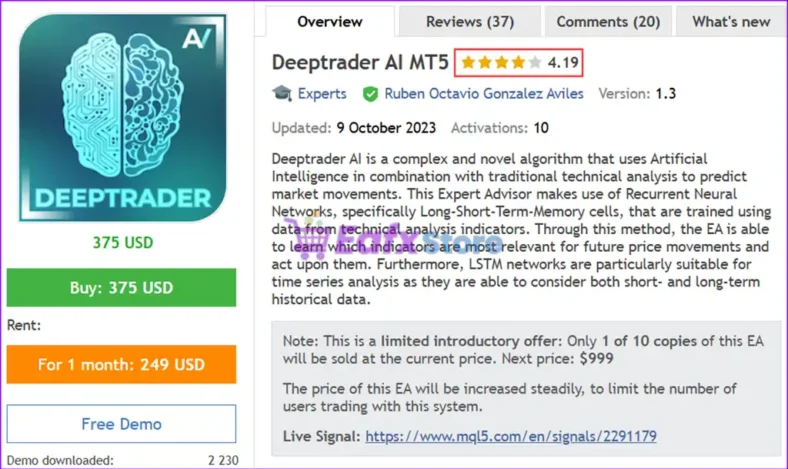 Deeptrader AI MT5 Overview