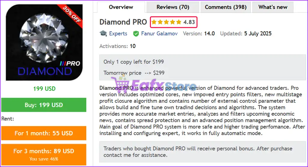 Diamond PRO MT4 v7.0 + SetFiles (Platform build 1441+) 2 Diamond PRO EA Overview