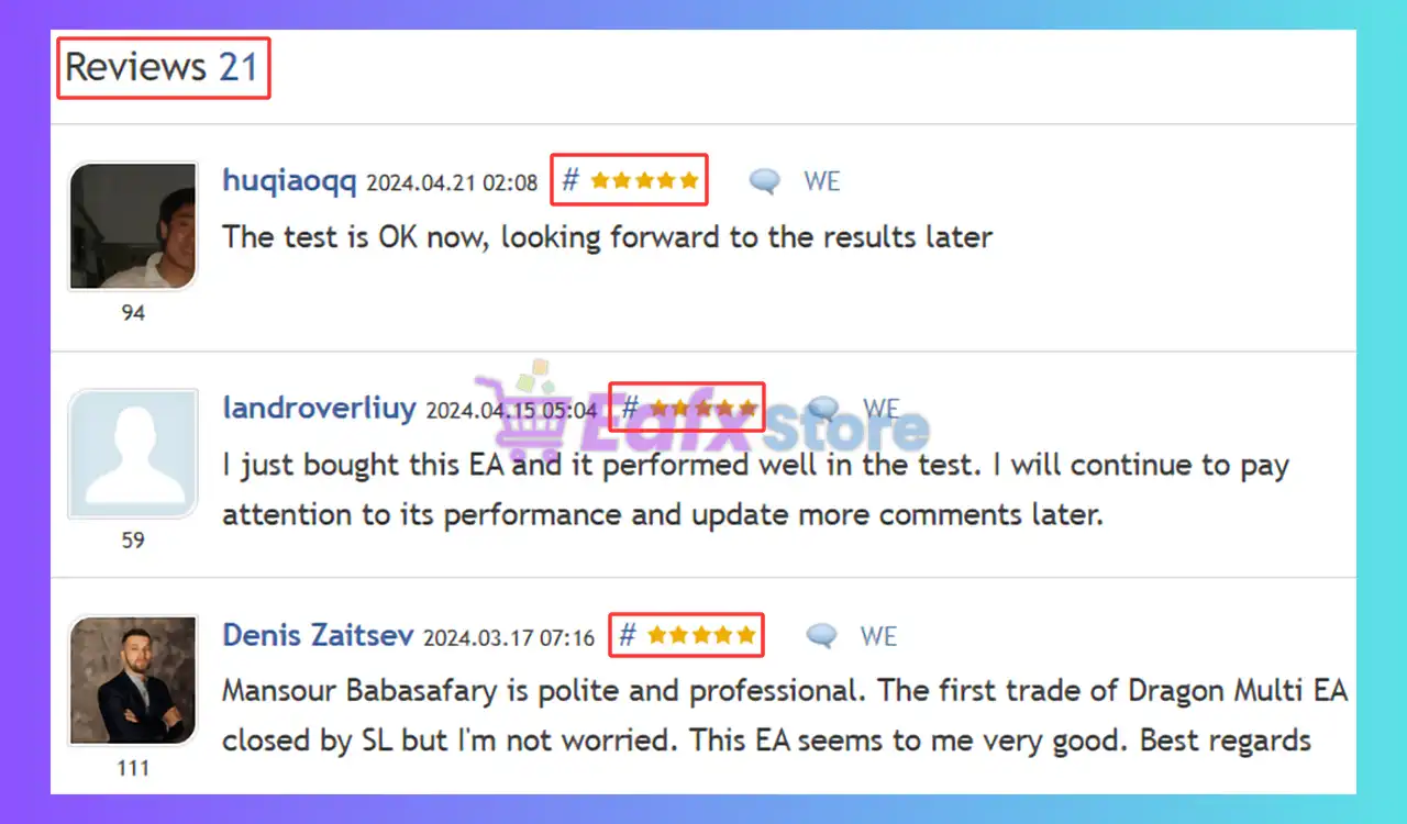 Dragon Multi EA MT4 (Platform build 1443+) 4 Dragon Multi EA MT4 is rated 5 stars by users