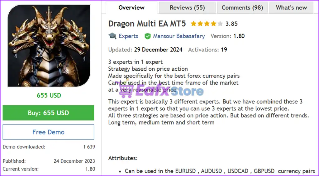 Dragon Multi EA MT5 (Latest version) – GroupBuy 2 Dragon Multi EA MT5 Overview