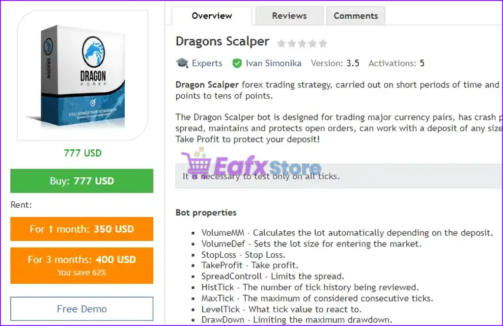 Dragon Scalper EA MT4 Unlimited 2 Dragon Scalper EA MT4 Overview