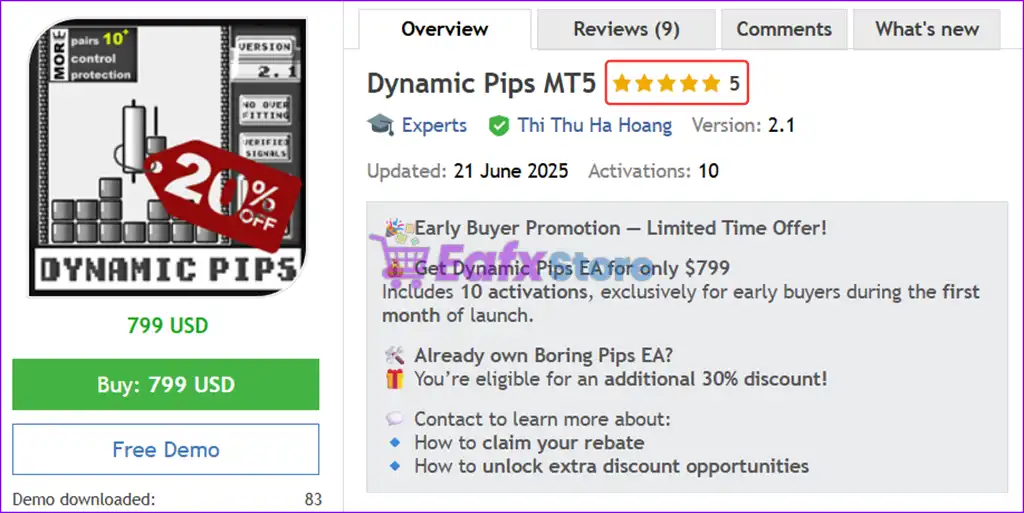 Dynamic Pips MT5 with SetFiles (Latest version) – GroupBuy 2 Dynamic Pips MT5 Overview