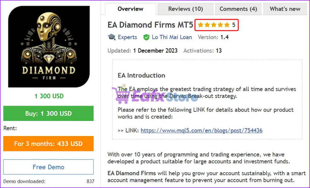 EA Diamond Firms MT5 (Latest version) – GroupBuy 2 EA Diamond Firms MT5 Overview