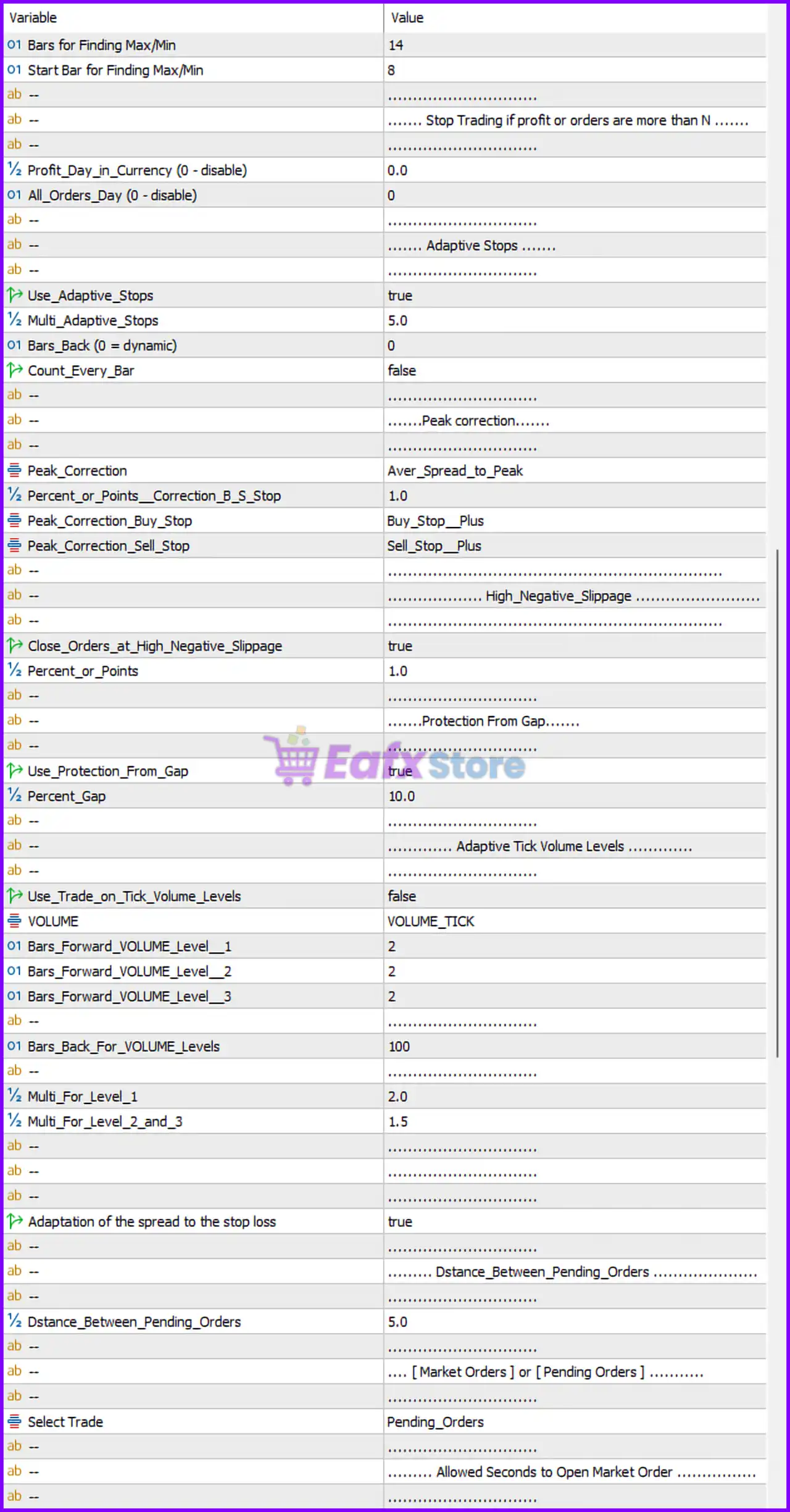 EA Legendary Scalper MT5 Setting Panel