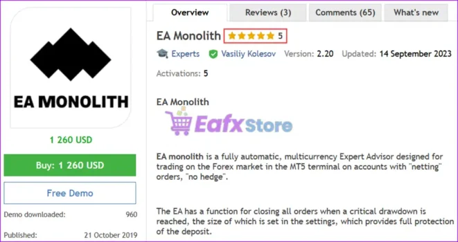 EA Monolith MT4 Overview