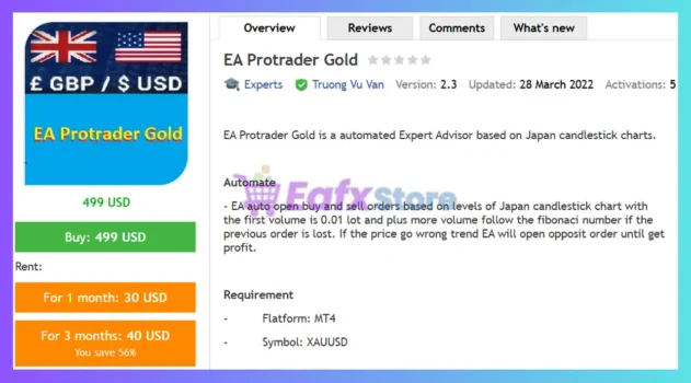 EA Protrader Gold MT4 Review