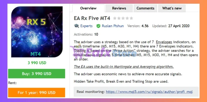 EA Rx Five MT4 Review