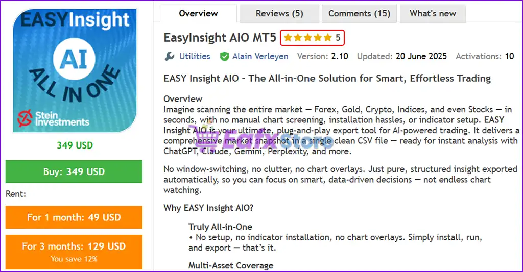 EasyInsight AIO MT5 (Latest version) – GroupBuy 3 EasyInsight AIO MT5 Overview