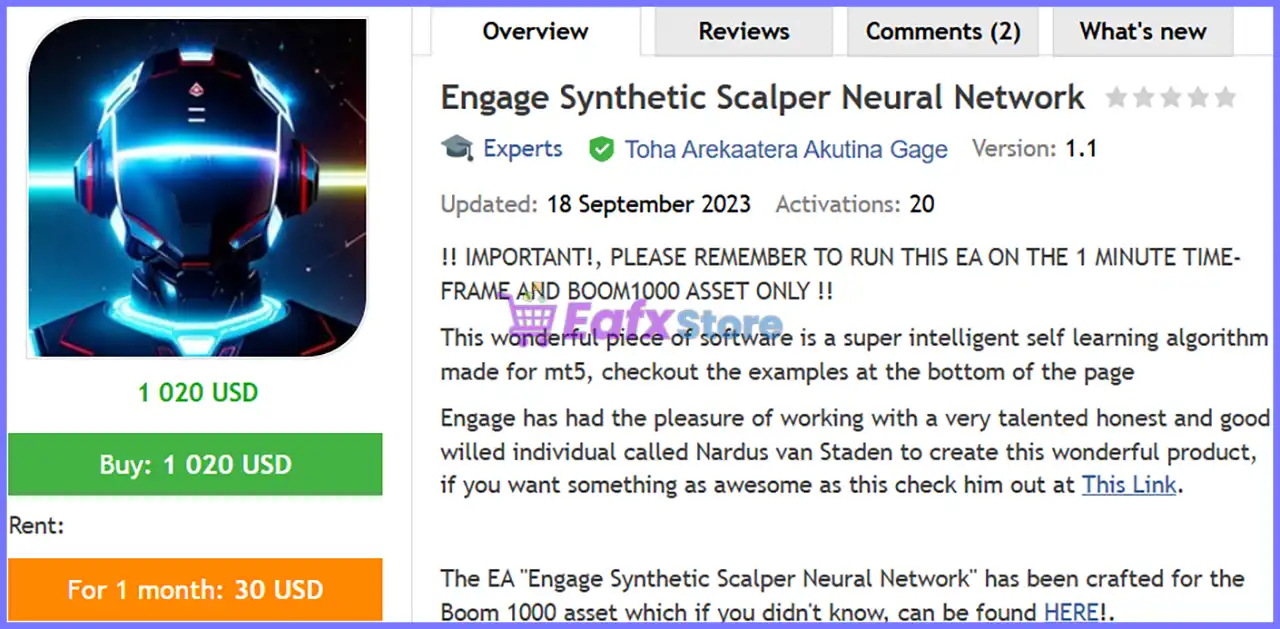 Engage Synthetic Scalper Neural Network EA MT5 (Latest version) – GroupBuy 2 Engage Synthetic Scalper Neural Network EA MT5 Review