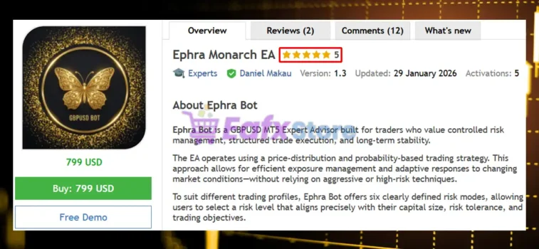 Ephra Monarch EA MT5 Review