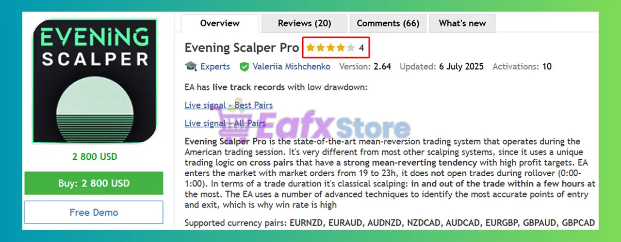 Evening Scalper Pro EA MT4 v2.56 + SetFiles (Platform 1455+) 2 Evening Scalper Pro MT4 Review