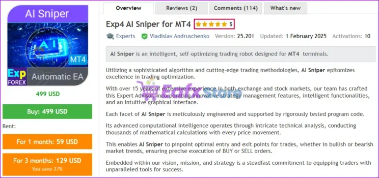 Exp4 AI Sniper for MT4 Overview