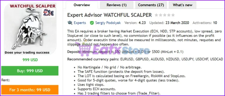 Expert Advisor WATCHFUL SCALPER MT4 Review