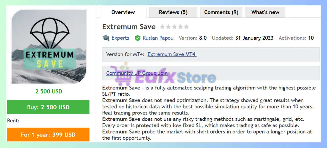 Extremum Save EA MT5 (Latest version) – Group Buy 2 Extremum Save EA MT5 Review