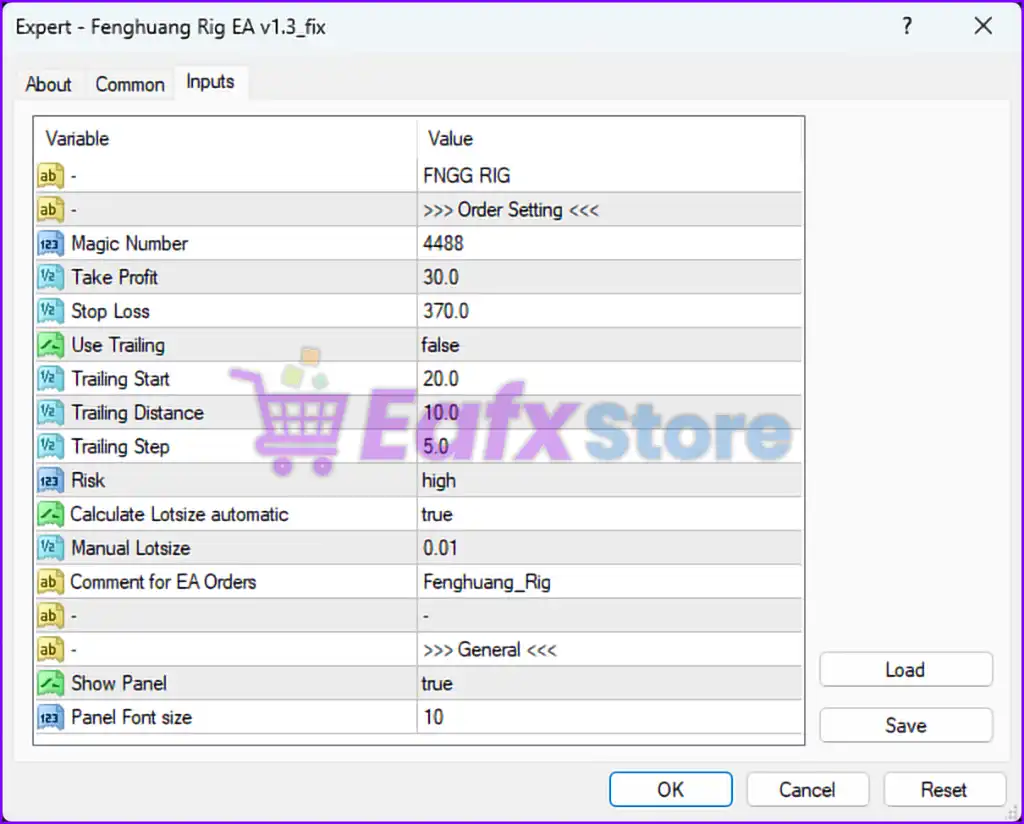 Fenghuang Rig EA MT4 – Parameter Settings Review 3