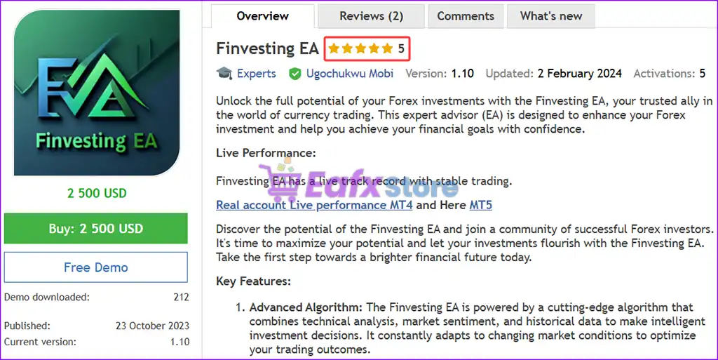 Finvesting EA MT5 v1.10 (Original version) – GroupBuy 2 Finvesting EA MT5 Overview