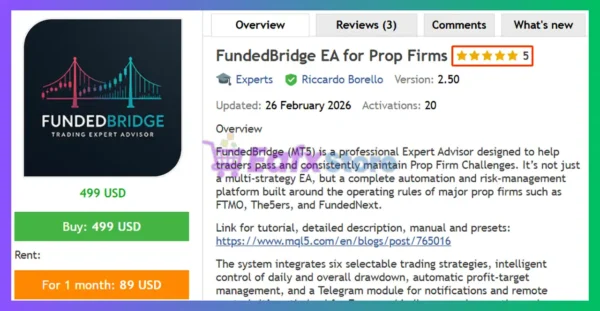 FundedBridge EA for Prop Firms MT5 Review