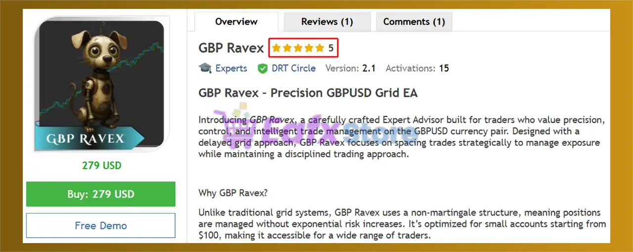 GBP Ravex EA MT5 (Latest version) – Group Buy 5 GBP Ravex EA MT5 Review