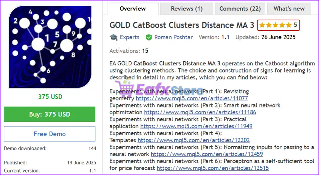 GOLD CatBoost Clusters Distance MA 3 MT5 (Latest version) – GroupBuy 2 GOLD CatBoost Clusters Distance MA 3 MT5 Overview