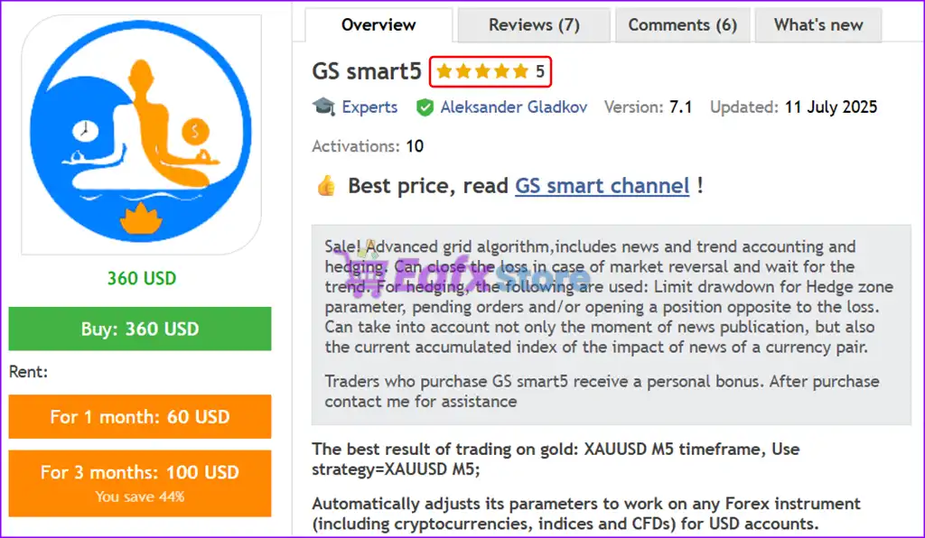GS Smart5 EA MT5 (Latest version) – GroupBuy 2 GS Smart5 EA MT5 Overview