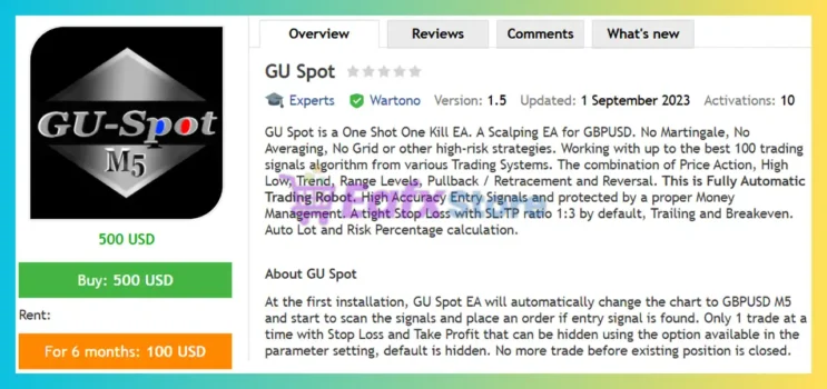 GU Spot EA MT4 Review