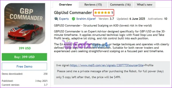 GbpUsd Commander EA Review