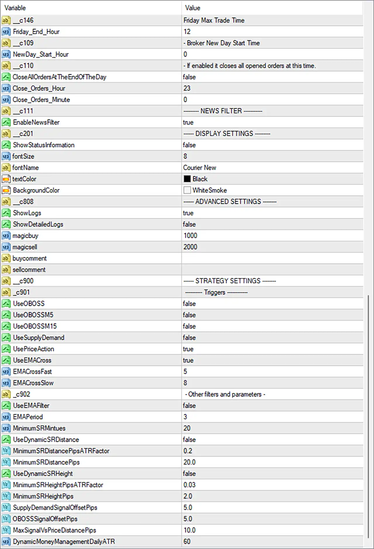 Get Funded System MT4 Settings Panel