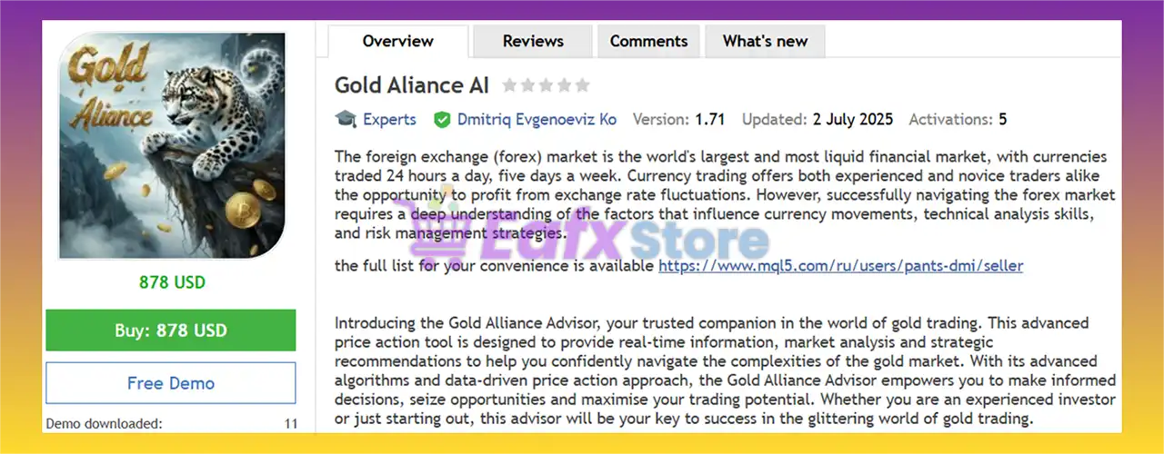 Gold Aliance AI EA MT4 (Latest version) - Unlimited 2 Gold Aliance AI EA Review