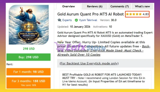 Gold Aurum Quant Pro MT5 AI Robot Review