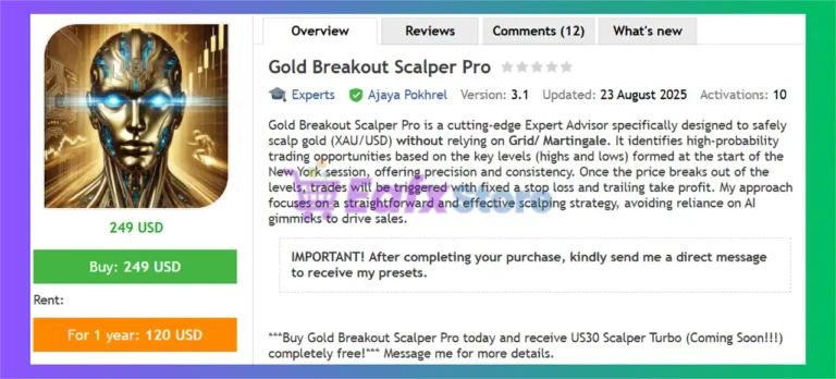 Gold Breakout Scalper Pro EA Overview