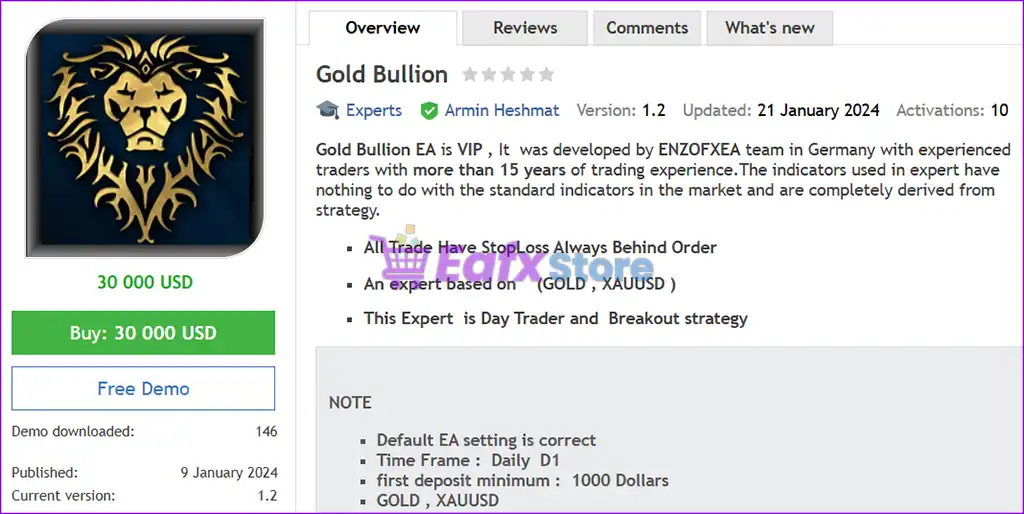 Gold Bullion EA MT4 (Latest original version) 2 Gold Bullion EA MT4 Overview