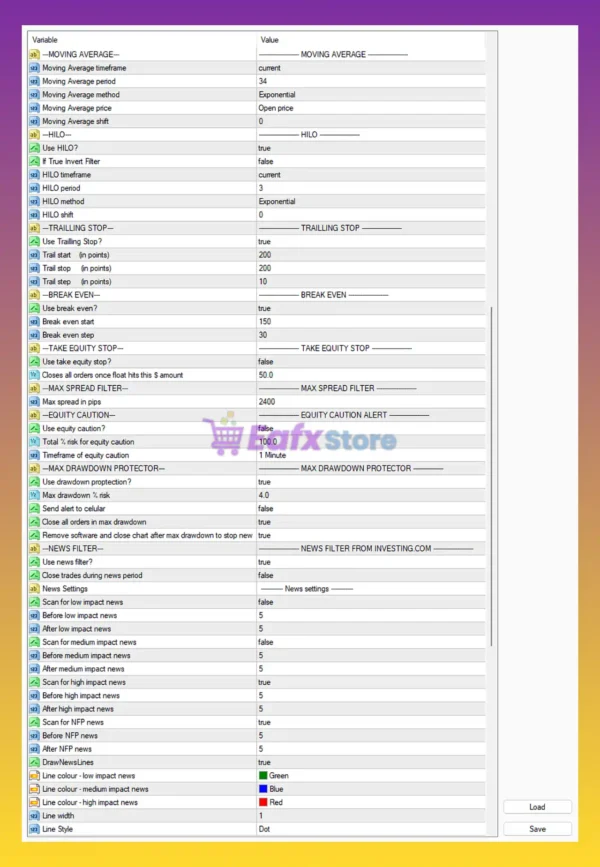 Gold Digger AI EA Settings Panel