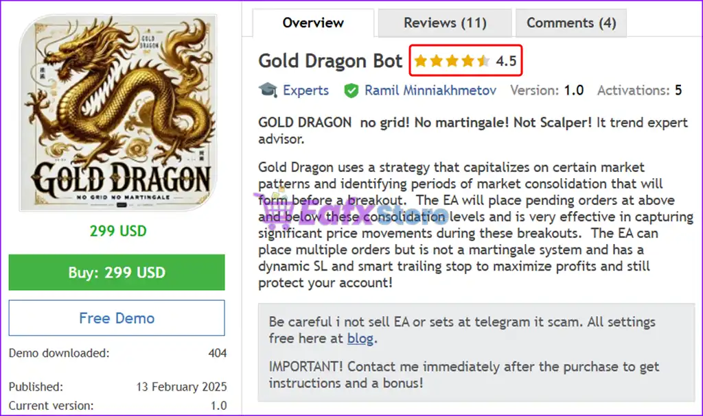 Gold Dragon Bot MT4 (Latest version) - PreOrder 2 Gold Dragon Bot MT4 Overview