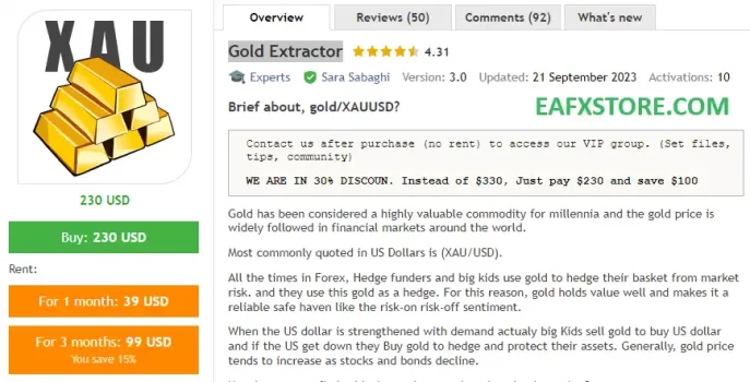 Gold Extractor EA Overview