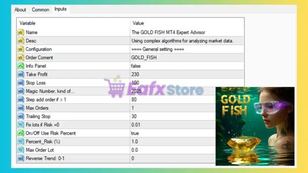 Gold Fish Scalp EA MT4 Settings Panel