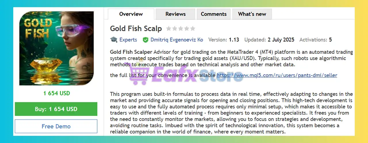 Gold Fish Scalp EA MT4 v1.13 Unlimited | Available 2 Gold Fish Scalp EA Overview