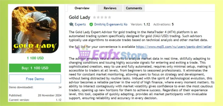 Gold Lady EA MT4 Review