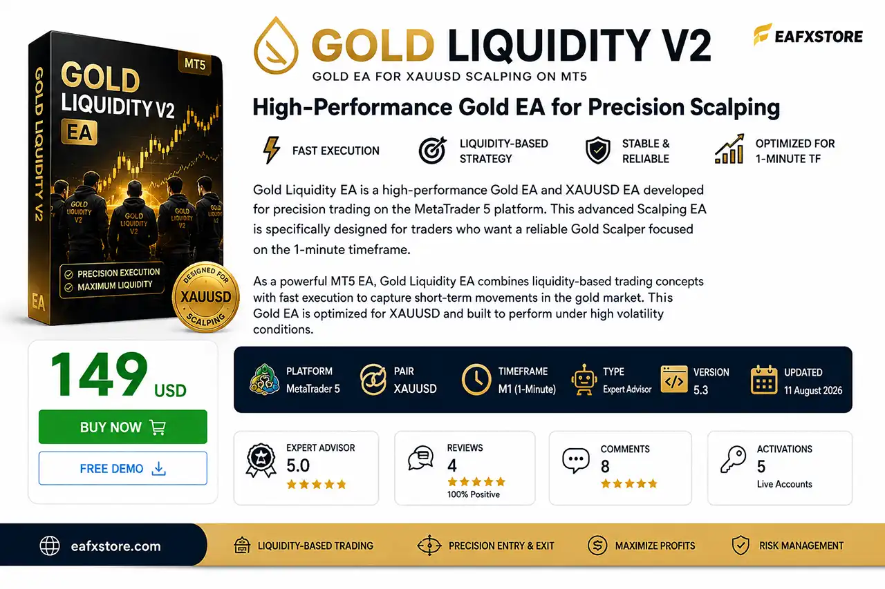 Gold Liquidity V2 EA MT5 v5.3 with SetFiles (Unlimited) 2 Gold Liquidity V2 EA Review