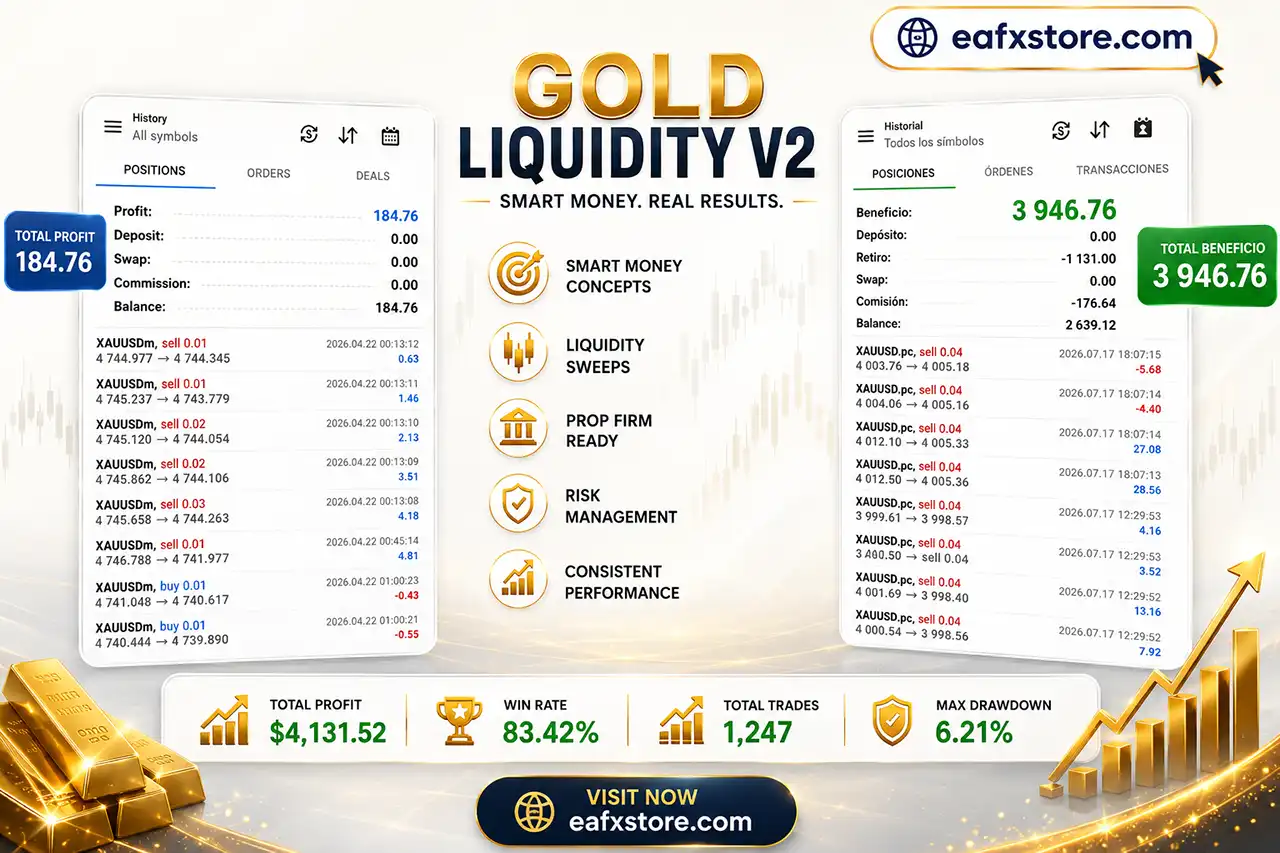 Gold Liquidity V2 EA MT5 v5.3 with SetFiles (Unlimited) 4 Gold Liquidity V2 EA Trading Results