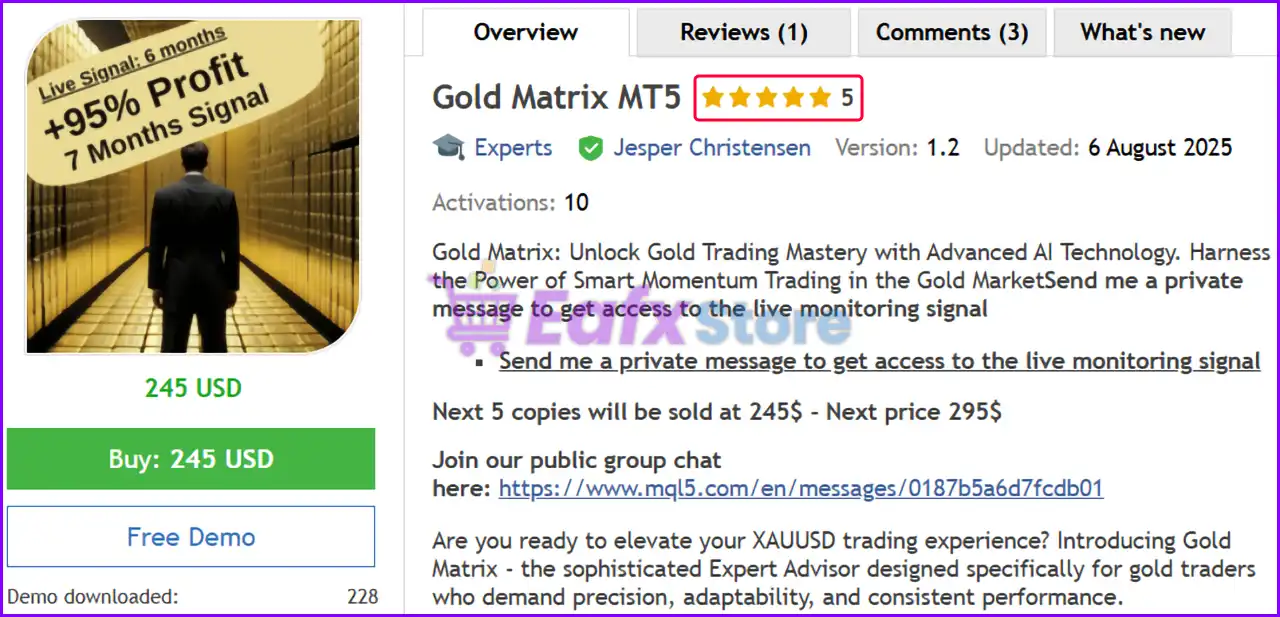Gold Matrix MT5 (Latest version) – GroupBuy 2 Gold Matrix MT5 Overview