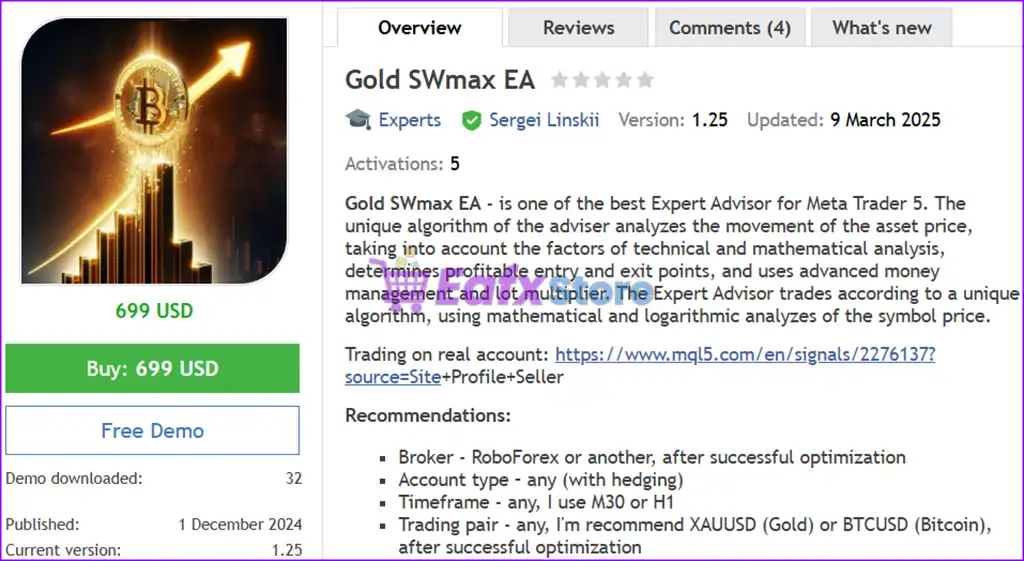 Gold SWmax EA Overview