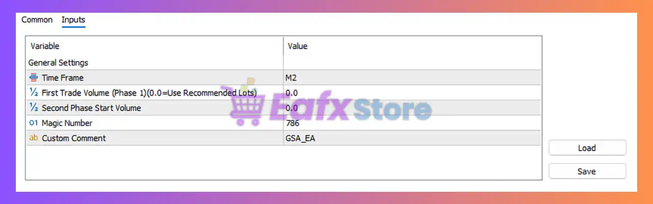 Gold Strike AI EA MT5 Settings Panel