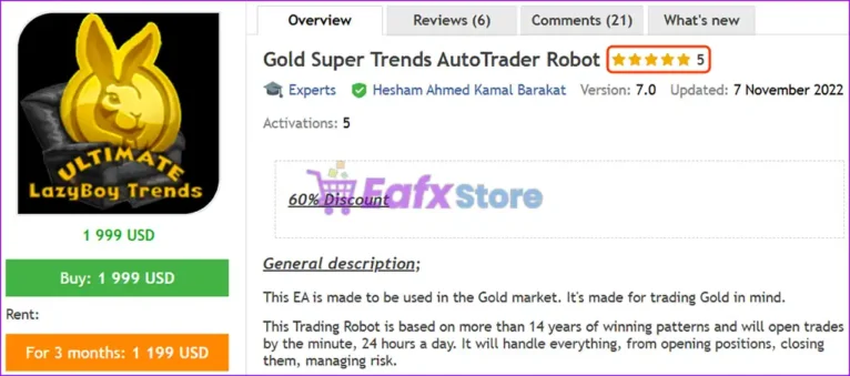 Gold Super Trends AutoTrader Robot Overview